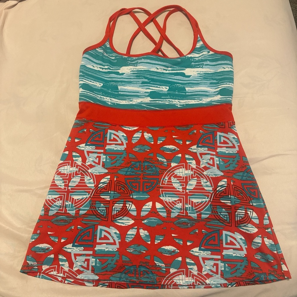 Soybu Red and Blue Patterned Dress